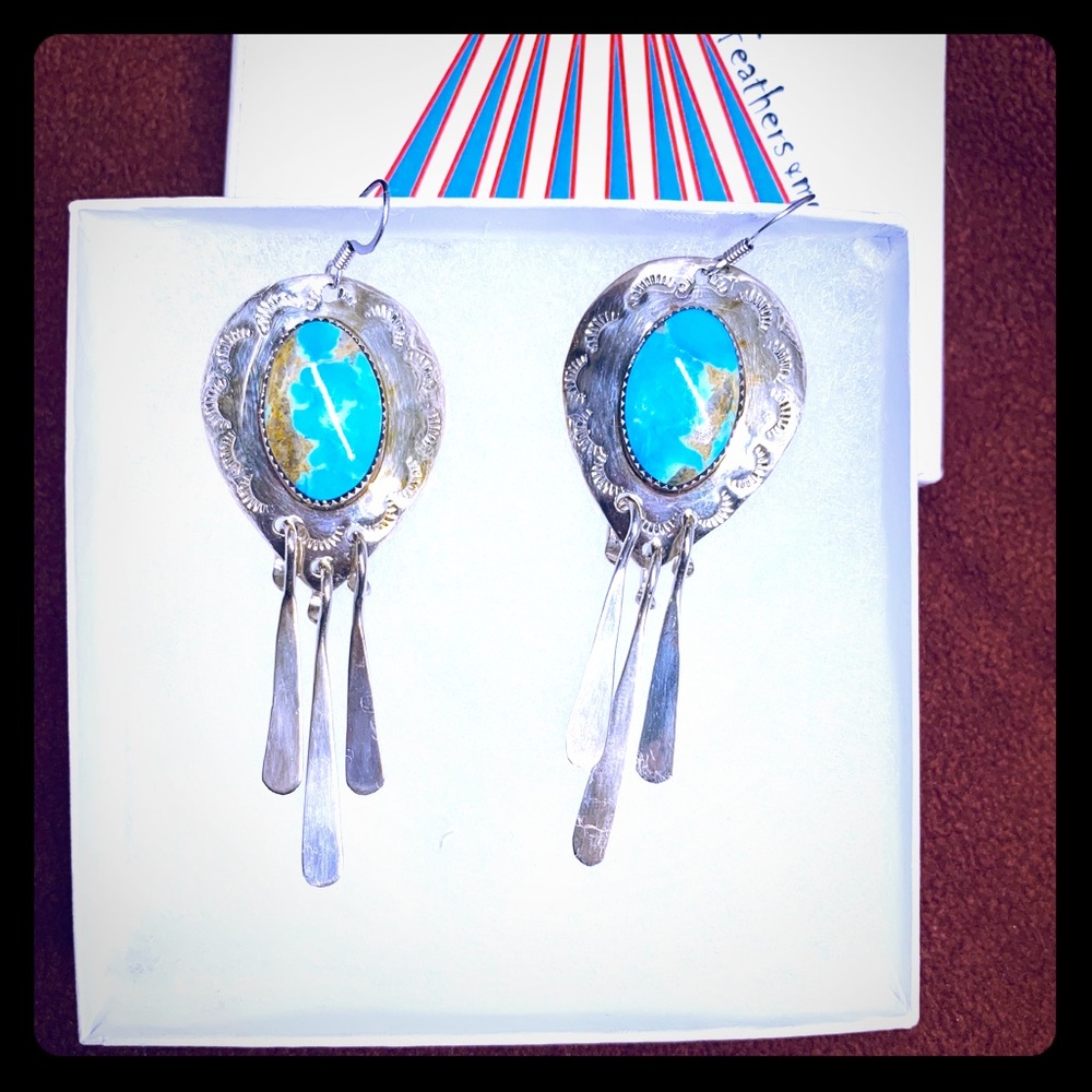 Silver/turquoise earrings 🦋 Beautifully Handmade